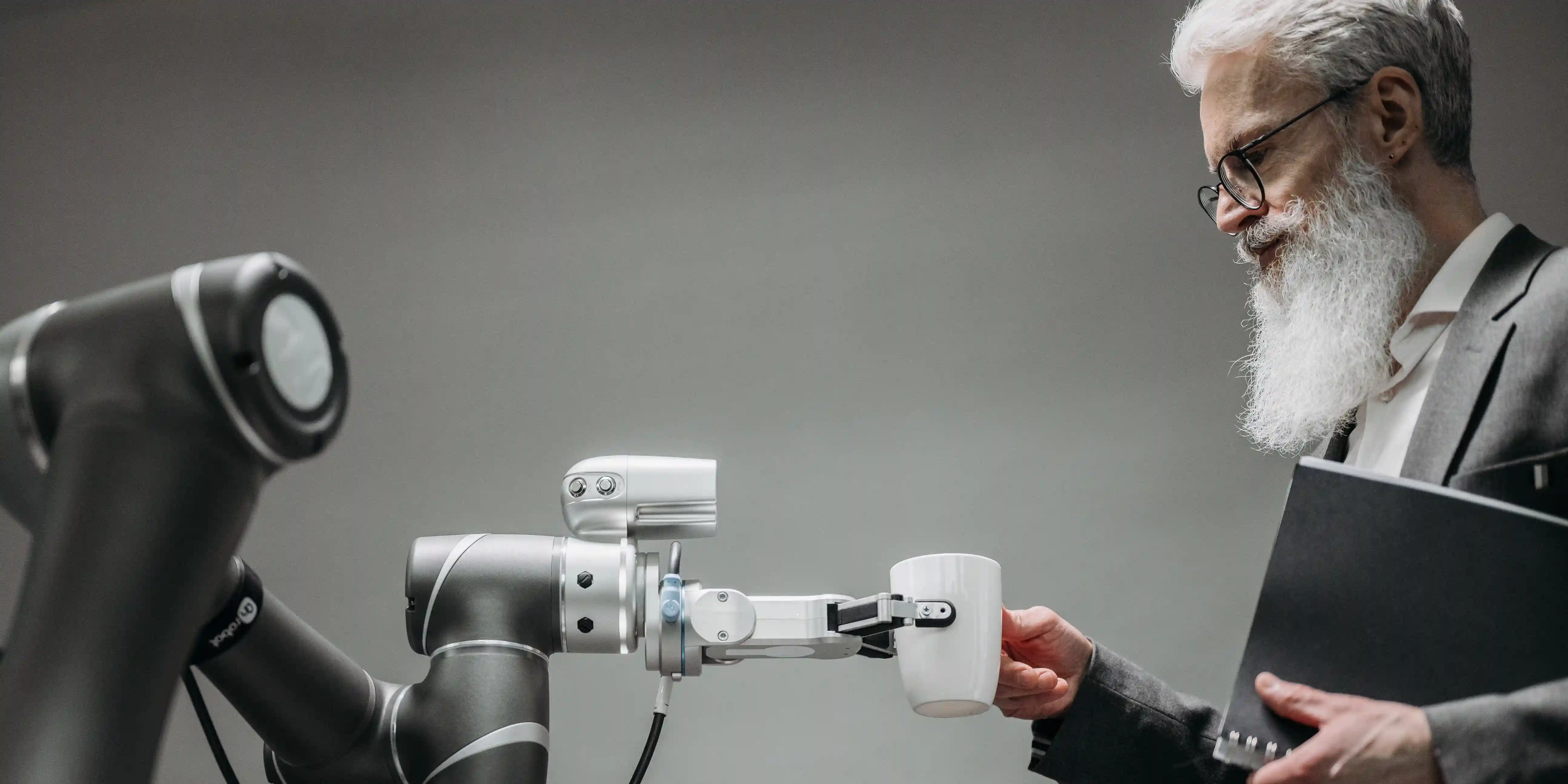 AI robot serving coffee to human